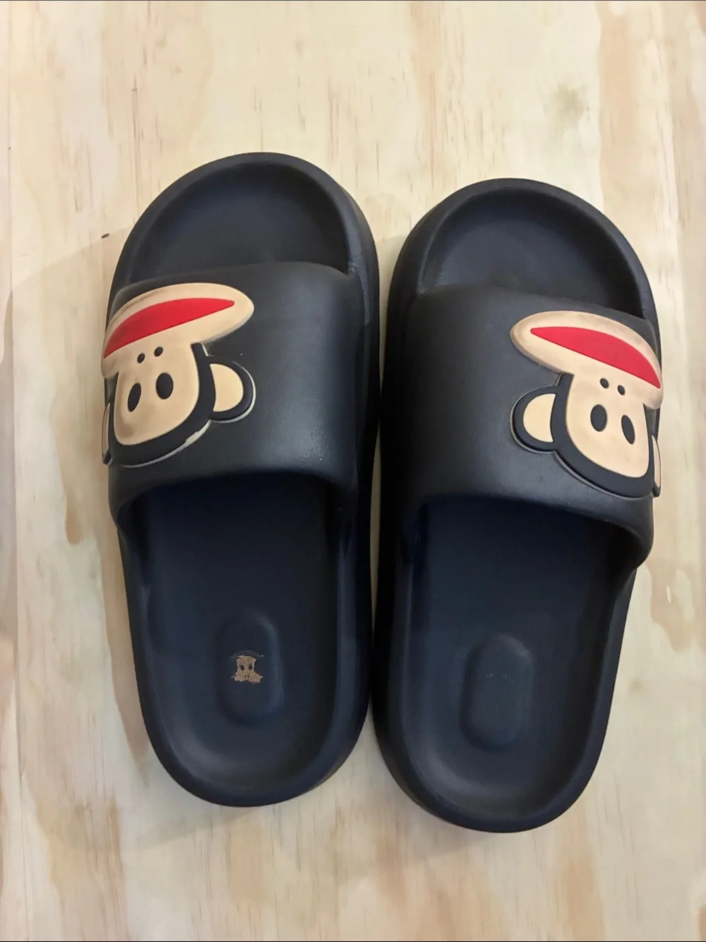Paul Frank Black Slides with Red and Cream Monkey Graphic